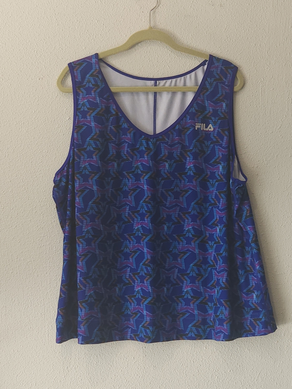 FILA Women's Blue and Navy Patterned Athletic Tank Top PLUS SIZE 2X